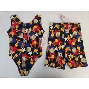 Vintage Looney Tunes Harrison Hard Body Leotard M And Shorts L Dance 90s NWT